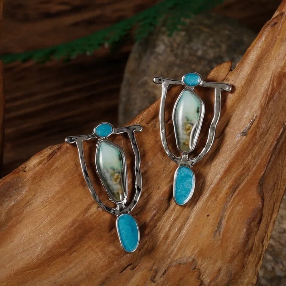 Elegant Silver and Turquoise Earrings